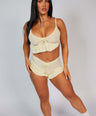 2 Piece Frill Loungewear Set Cream