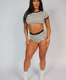 2 Piece Striped Set Black & White