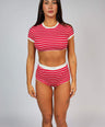 2 Piece Striped Set Red & White