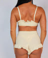 2 Piece Frill Loungewear Set Cream