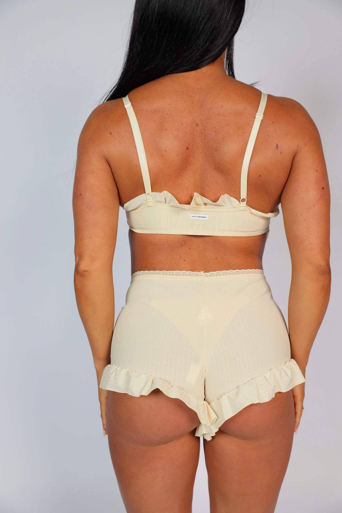 2 Piece Frill Loungewear Set Cream